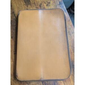 Vintage Renwick Tan Brown Leather Zip Around Portfolio Document Case USA READ